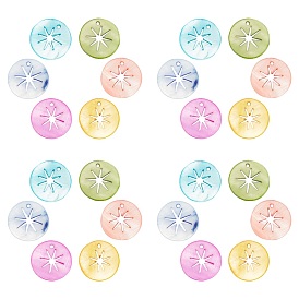 SUNNYCLUE Natural Freshwater Shell Pendants, Flat Round with Hollow Star, Dyed
