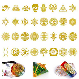 Brass Self Adhesive Decorative Stickers, Golden Plated Metal Decals, for DIY Epoxy Resin Crafts