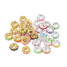 Brass Beads, with Plastic, Flat Round, Mixed Color