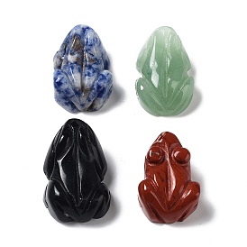 Natural Gemstone Frog Healing  Figurines, Reiki Energy Stone Display Decorations, for Home Feng Shui Ornament