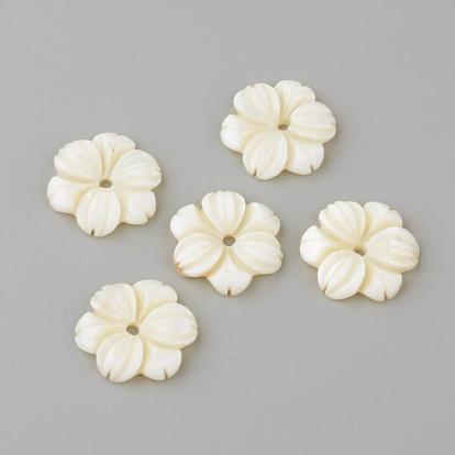 Perles de coquillages naturels d'eau douce, fleur