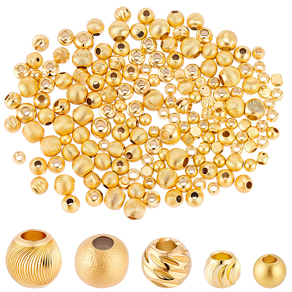200 шт 5 стили латунные бусины, долговечный, круглые