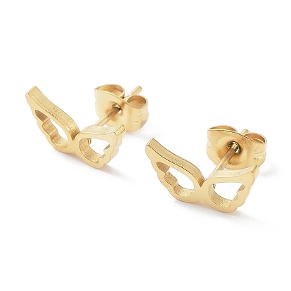304 Stainless Steel Stud Earrings, Hollow Wings