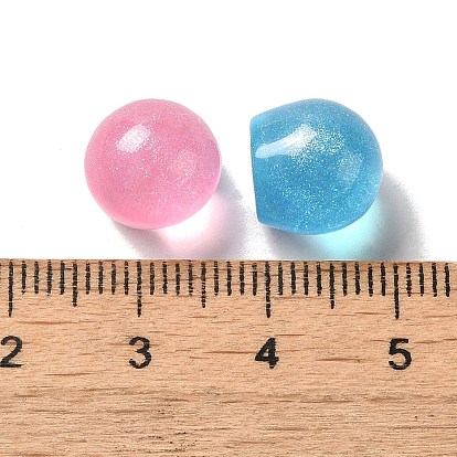 Round/Square/Heart/Rabbit/Star/Flower Transparent Resin Decoden Cabochons with Glitter Powder, Mixed Color