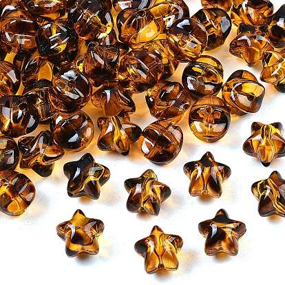 Transparent Acrylic Beads, Leopard Print Star