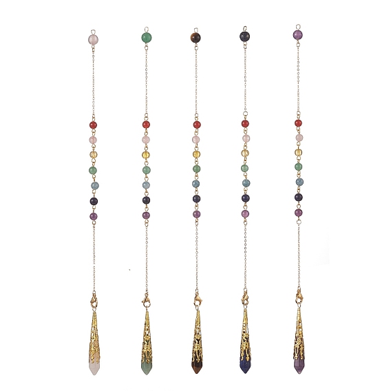 Биолокационные маятники с заострением из смешанных драгоценных камней, с латунной фурнитурой и чакрой 201 подвески из нержавеющей стали, граненый пуля