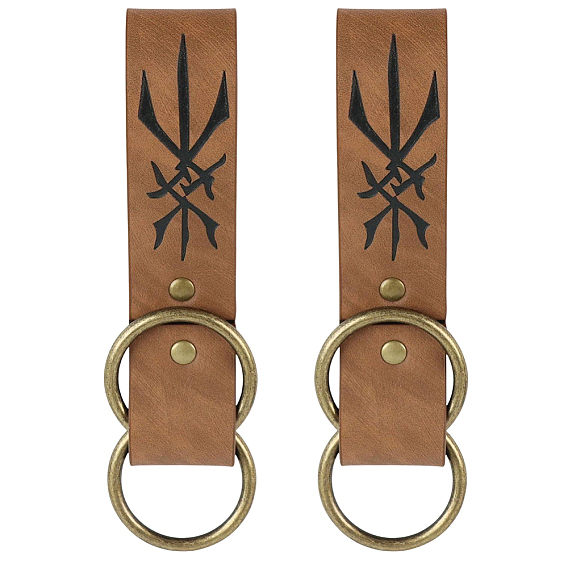 Rectangle PU Leather Medieval Belt Pendant. with Alloy Ring, Viking Renaissance Skirt Accessories