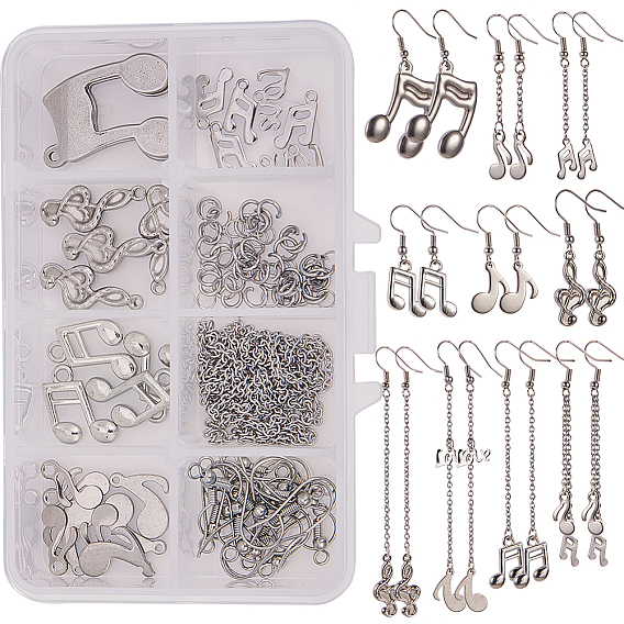 DIY Earring Making, with 304 & 201 Stainless Steel Charm and Brass Earring Hooks