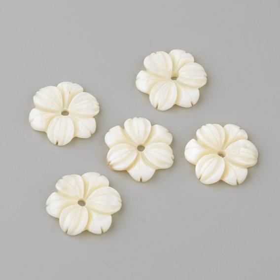 Perles de coquillages naturels d'eau douce, fleur