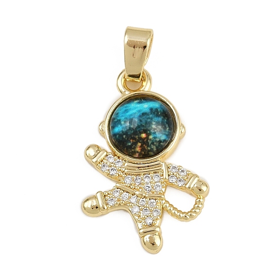 Латунные микропаве из прозрачного кубического циркония, космонавт, со стеклом и фотобумагой, без кадмия и без свинца, долговечный, реальный 18 k позолоченный