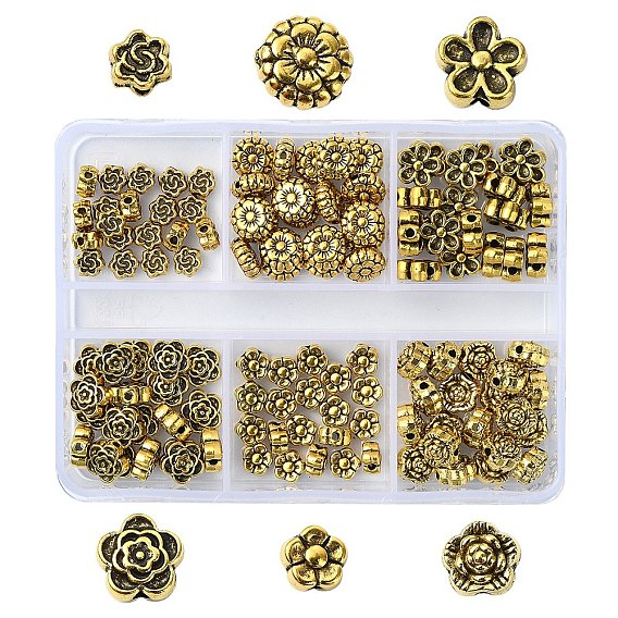 120 Stück 6 Stile tibetischen Stil Legierungsperlen, Blume