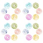 Natural Freshwater Shell Pendants, Flat Round with Hollow Star, Dyed