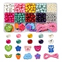 DIY Wood Jewelry Set Making Kit, Include ABS Plastic & Wood Beads, Elastic Cord