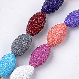 Handmade Polymer Clay Rhinestone Beads, Oval, Crystal