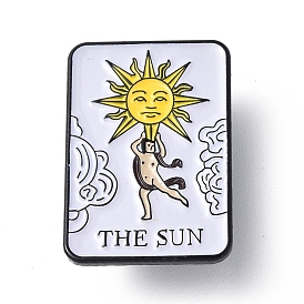 The Sun Tarot Card Enamel Pin, Electrophoresis Black Alloy Badge for Backpack Clothes
