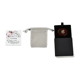 24h geschnitzte, flache, ovale Taschenhandsteine aus natürlichem Karneol, heilende Reki-Steine, mit quadratischen Achat-Bedeutungskristall-Beschreibungskarten, Velour Schmuck Taschen, Papierkartons