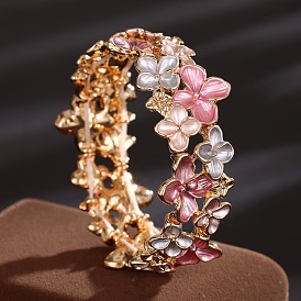 Coloful Alloy Enamel Links Stretch Bangles, Flower