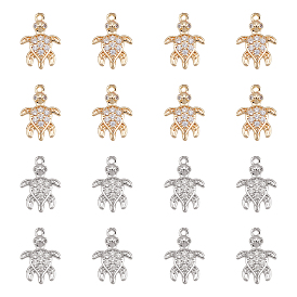 16 шт. 2 подвески из кубического циркония с покрытием из латуни с цветным покрытием, долговечный, черепаха