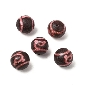 Натуральные тибетские бусины дзи, природных бисера агат, круглый с узором зеленой тары, окрашенная и подогревом