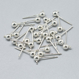 925 Sterling Silver Stud Earring Findings, with 925 Stamp