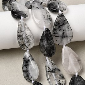 Натуральный турмалированный кварц / черный рутиловый кварц, квартира слеза