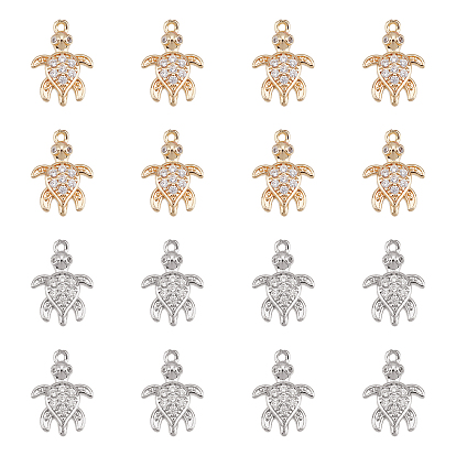 16 шт. 2 подвески из кубического циркония с покрытием из латуни с цветным покрытием, долговечный, черепаха