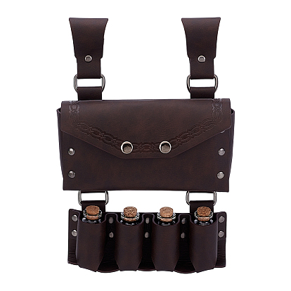 Прямоугольная ретро-сумка из искусственной кожи в виде волшебных зелий на пояс, со стеклянными бутылками 4шт., аксессуары для косплей-костюмов на Хэллоуин