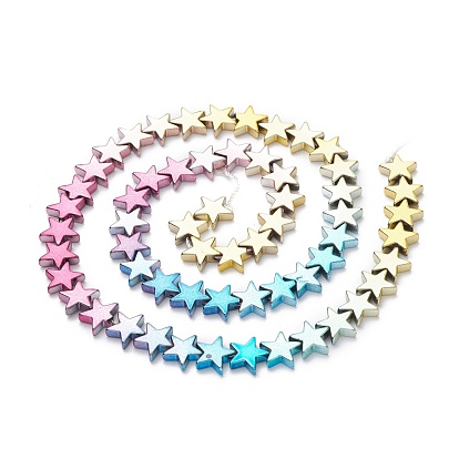 Rainbow Color Electroplate Non-magnetic Synthetic Hematite Beads Strands, Star