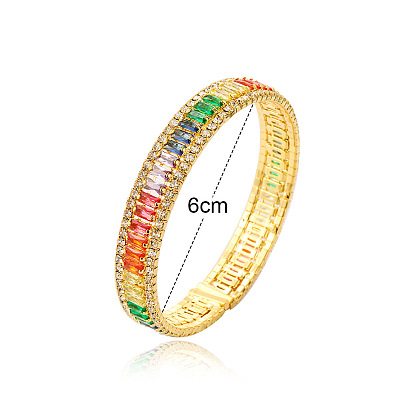 Luxury Fashion Elastic Bracelet with Copper Inlay, Colorful Diamonds and Chic Design for Women's Style