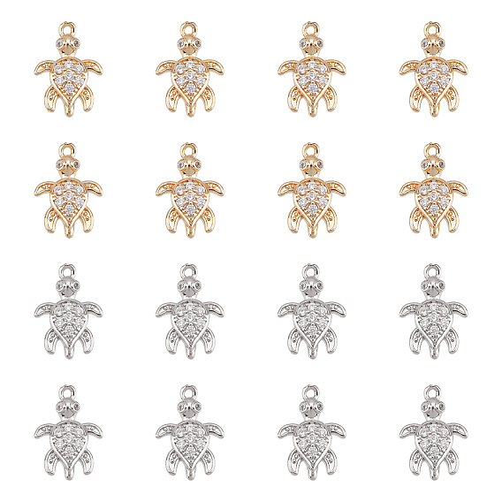 16 шт. 2 подвески из кубического циркония с покрытием из латуни с цветным покрытием, долговечный, черепаха