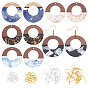 Earring Making Kits, Including Resin & Walnut Wood Pendants, Brass Earring Hooks, Brass Jump Rings, with Shell Chips, Donut
