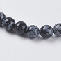 Natural Snowflake Obsidian Beads Strands, Round