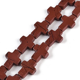 Natural Red Jasper Beads Strands, Cross