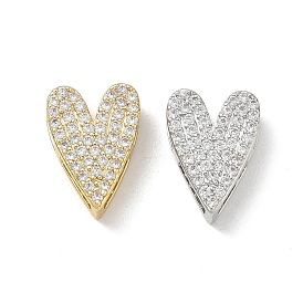 Латунные подвески с микропаве на День святого Валентина, прозрачные циркониевые подвески, сердце прелести, стойки покрытие, долговечный, без кадмия и без свинца