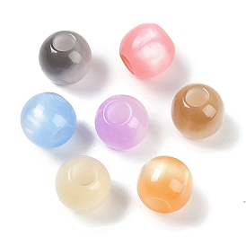 Resin European Beads, Large Hole Beads, Imitation Cat Eye, Round