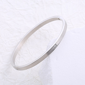 Элегантные простые браслеты из нержавеющей стали с микропаве из кубических цирконий, шарнирные браслеты для женщин