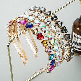 Metal Heart-shaped Glass Diamond Hairband - Minimalist, Personalized, American and European Style.
