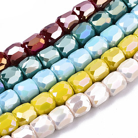 Opacity Electroplate Glass Beads Strands, AB Color Plated, Faceted Column