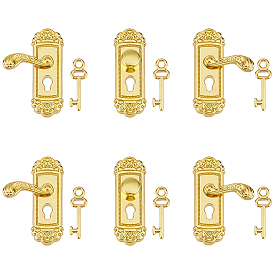 6Pcs 3 Styles Zinc Alloy Cabinet Door Handle with Skeleton Key