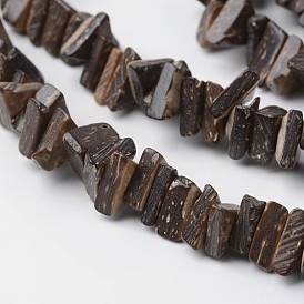Natural Coconut Triangle Bead Strands, 8~9x8~9x2~5mm, Hole: 1mm, about 110pcs/strand, 15.4 inch
