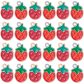 60 шт 2 стили подвески из сплава эмали, клубника, красные
