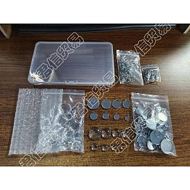 Kits de fabrication de boucles d'oreilles pendantes plates et rondes à faire soi-même, y compris 304 pendentifs en acier inoxydable, Boucles d'oreille, Saut anneaux, Cabochons en verre