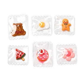 Cute Plastic Pendants, with Resin Cabochon Inside, Candy Charms