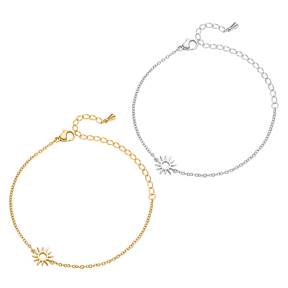 2 шт. 2 цвета браслеты на ногу из нержавеющей стали с цепочкой Sun Link