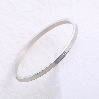 Элегантные простые браслеты из нержавеющей стали с микропаве из кубических цирконий, шарнирные браслеты для женщин