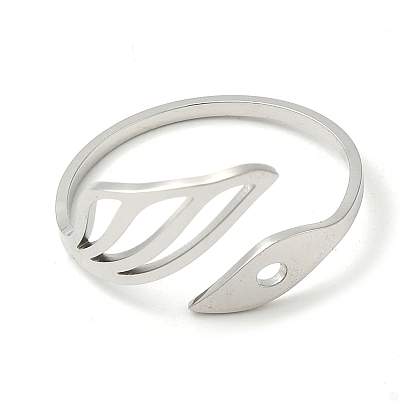 304 Stainless Steel Cuff Rings, Hollow Open Finger Ring for Women, Swan