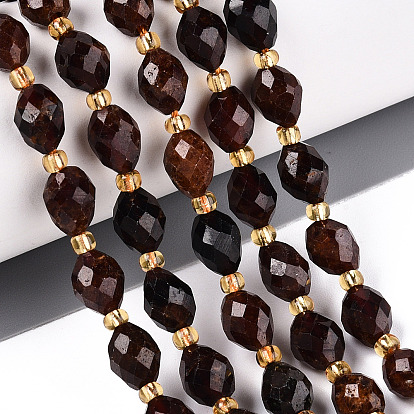 Натуральный оранжевый гранатовый бисер пряди, граненые, овальные, с бисером