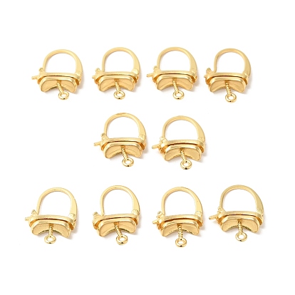Brass Oval Hoop Earring Findings with Latch Back Closure, with Horizontal Loops, Cadmium Free & Nickel Free & Lead Free
