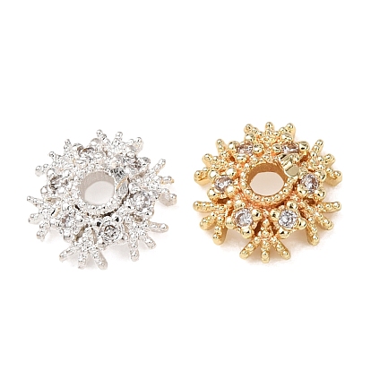Латунные прозрачные кубические циркониевые колпачки для бусин, стойки покрытие, долговечный, цветок