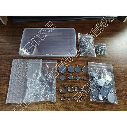 Kits de fabrication de boucles d'oreilles pendantes plates et rondes à faire soi-même, y compris 304 pendentifs en acier inoxydable, Boucles d'oreille, Saut anneaux, Cabochons en verre
